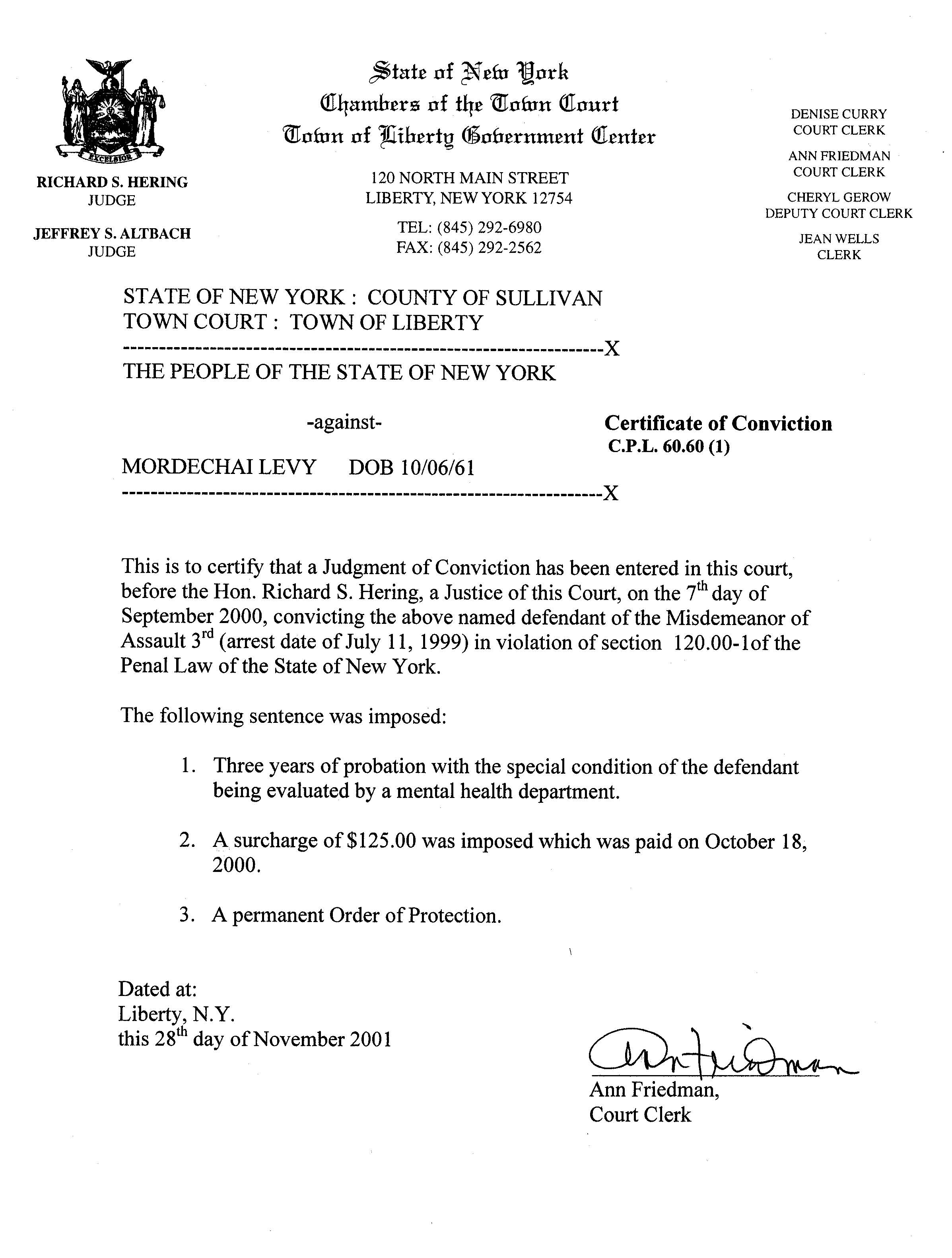 Mordechai Levy plea with mental health condition